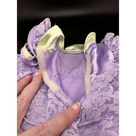 Cabbage Patch Kids Dolls Dress For 14” 16” Purple Satin Lace Coleco Vtg - Picture 5 of 9